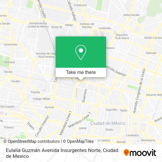 Eulalia Guzmán Avenida Insurgentes Norte map