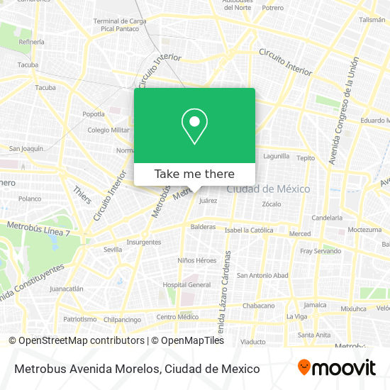 Metrobus Avenida Morelos map