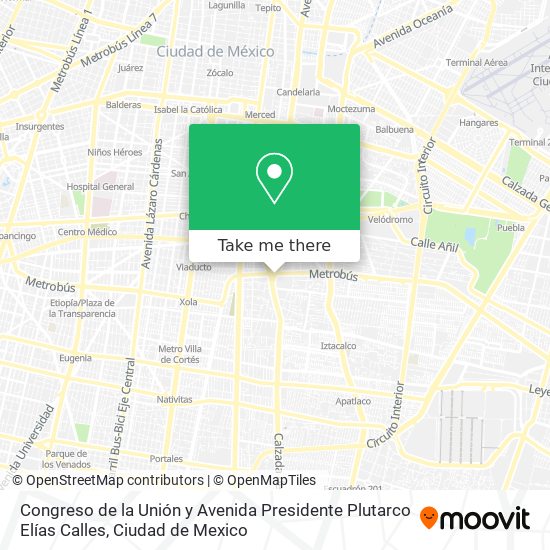 Mapa de Congreso de la Unión y Avenida Presidente Plutarco Elías Calles