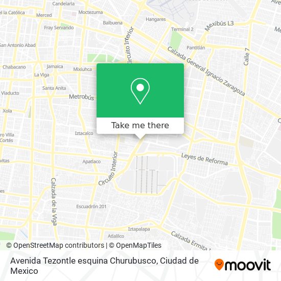 Avenida Tezontle esquina Churubusco map