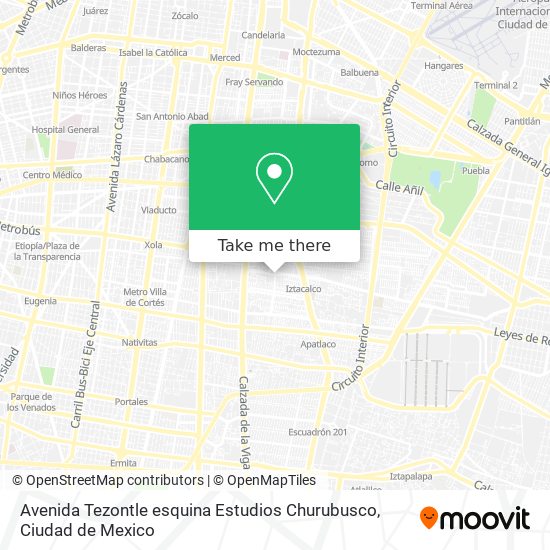 Avenida Tezontle esquina Estudios Churubusco map