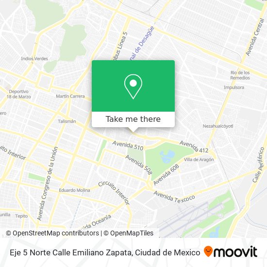 Mapa de Eje 5 Norte Calle Emiliano Zapata