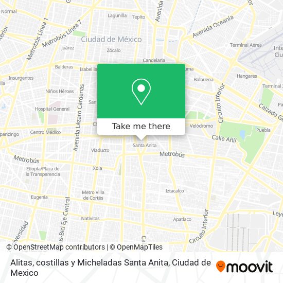 How to get to Alitas, costillas y Micheladas Santa Anita in Cuauhtémoc by  Bus or Metro?