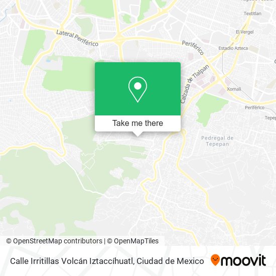 Calle Irritillas Volcán Iztaccíhuatl map