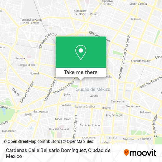 Mapa de Cárdenas Calle Belisario Domínguez
