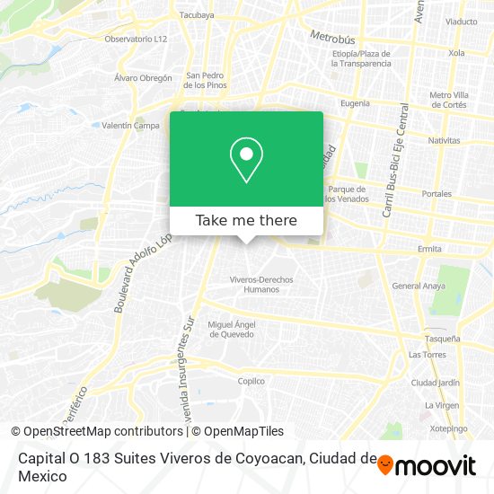 Capital O 183 Suites Viveros de Coyoacan map