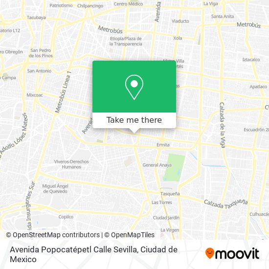 Mapa de Avenida Popocatépetl Calle Sevilla