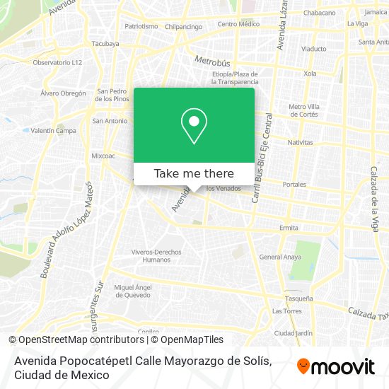 Avenida Popocatépetl Calle Mayorazgo de Solís map