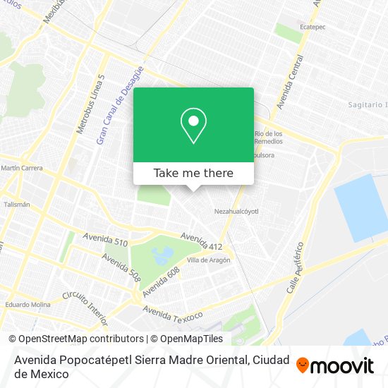 Avenida Popocatépetl Sierra Madre Oriental map