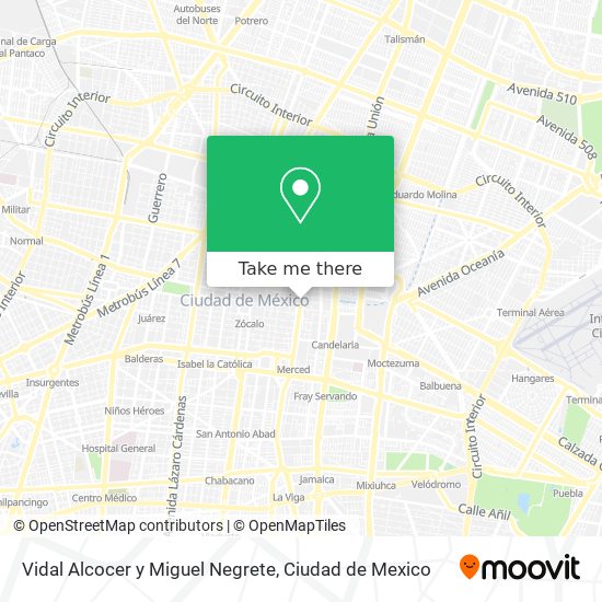 Vidal Alcocer y Miguel Negrete map