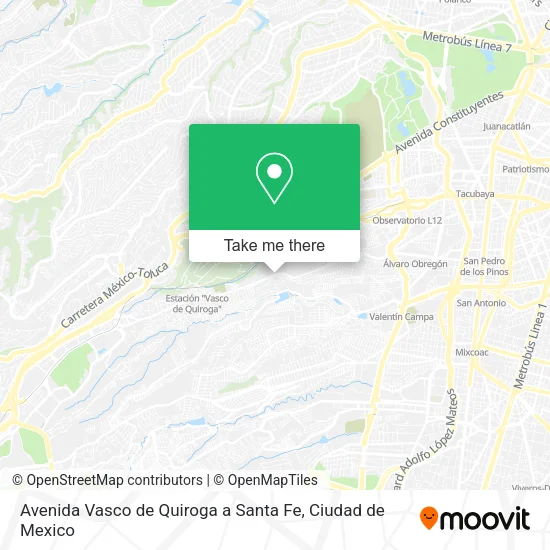 Mapa de Avenida Vasco de Quiroga a Santa Fe