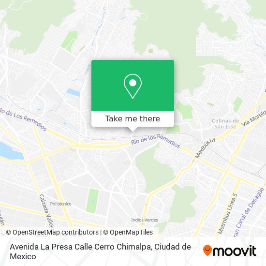 Avenida La Presa Calle Cerro Chimalpa map