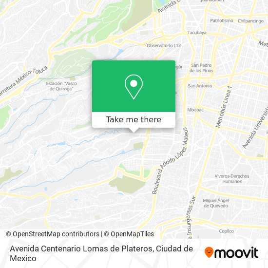 Avenida Centenario Lomas de Plateros map