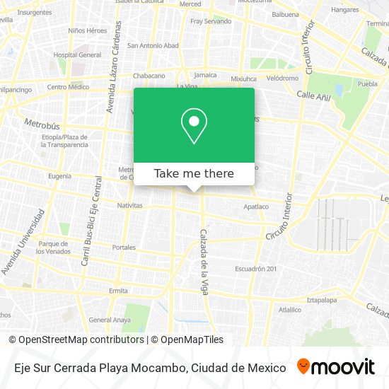 Mapa de Eje Sur Cerrada Playa Mocambo