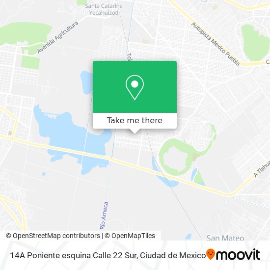 Mapa de 14A Poniente esquina Calle 22 Sur