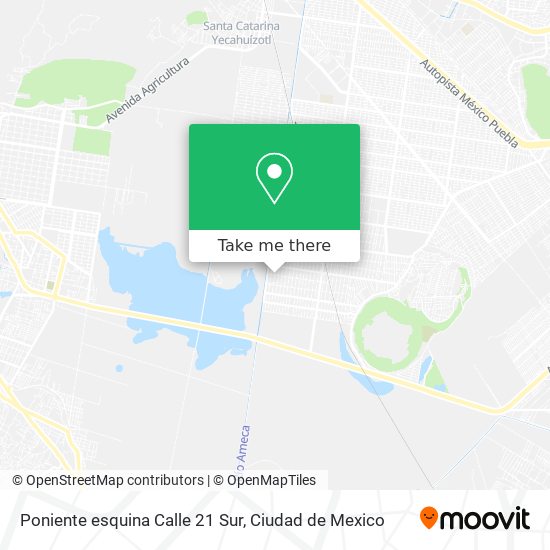 Poniente esquina Calle 21 Sur map