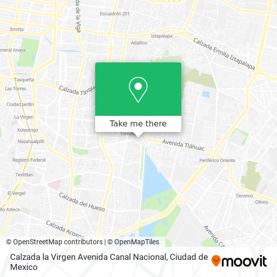 Calzada la Virgen Avenida Canal Nacional map