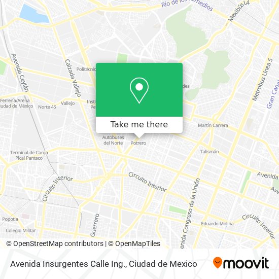 Avenida Insurgentes Calle Ing. map