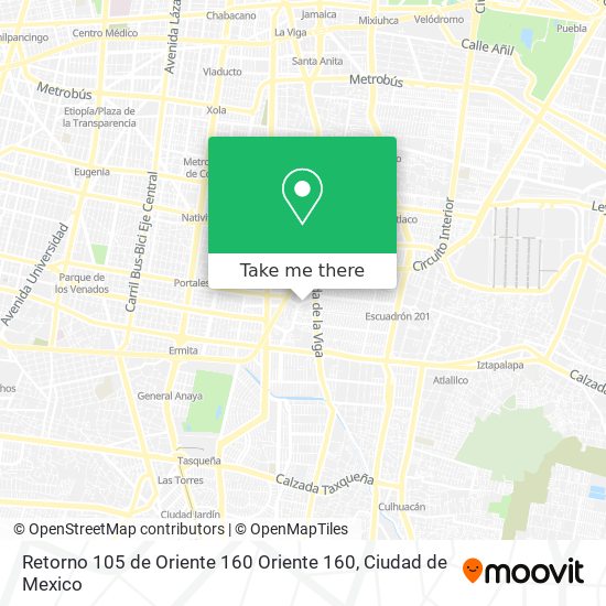 Retorno 105 de Oriente 160 Oriente 160 map