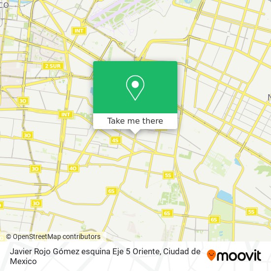 Mapa de Javier Rojo Gómez esquina Eje 5 Oriente