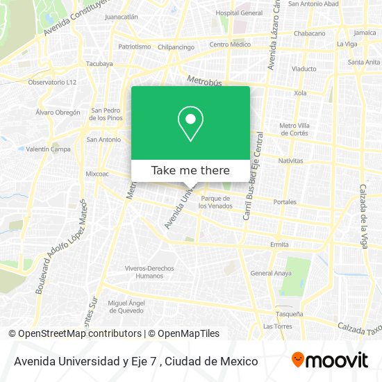 Avenida Universidad y Eje 7 map