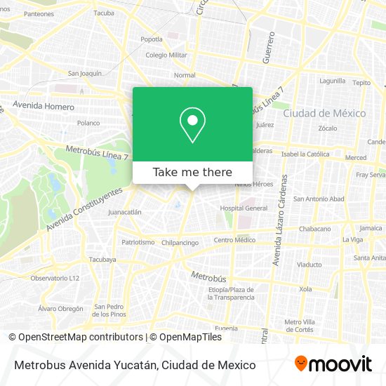 Metrobus Avenida Yucatán map