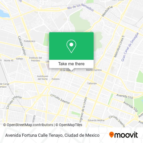 Mapa de Avenida Fortuna Calle Tenayo