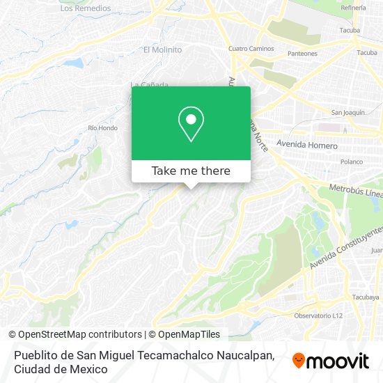 Mapa de Pueblito de San Miguel Tecamachalco Naucalpan