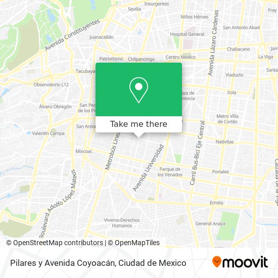 Pilares y Avenida Coyoacán map