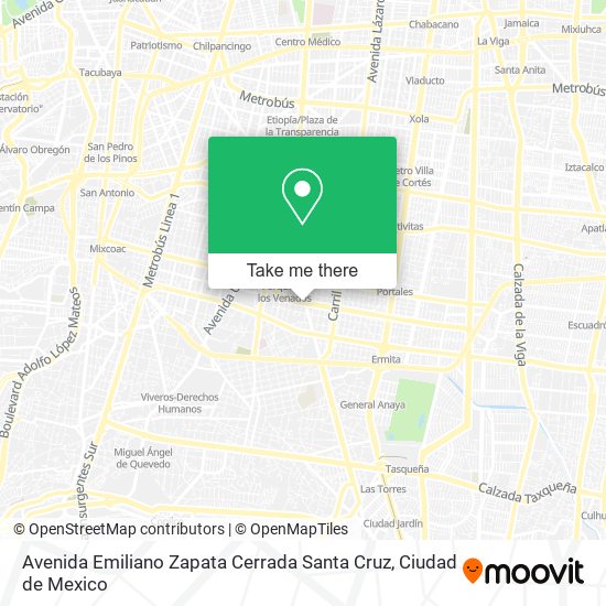 Avenida Emiliano Zapata Cerrada Santa Cruz map