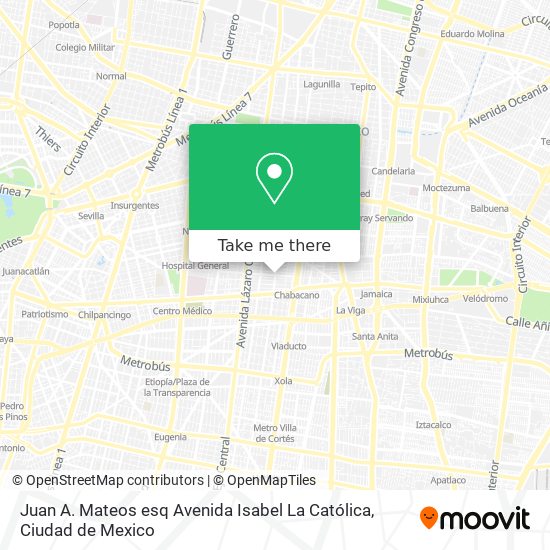 Mapa de Juan A. Mateos esq Avenida Isabel La Católica