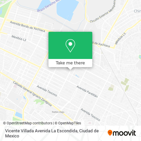 Mapa de Vicente Villada Avenida La Escondida