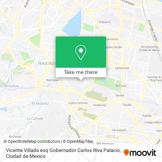 Vicente Villada esq Gobernador Carlos Riva Palacio map