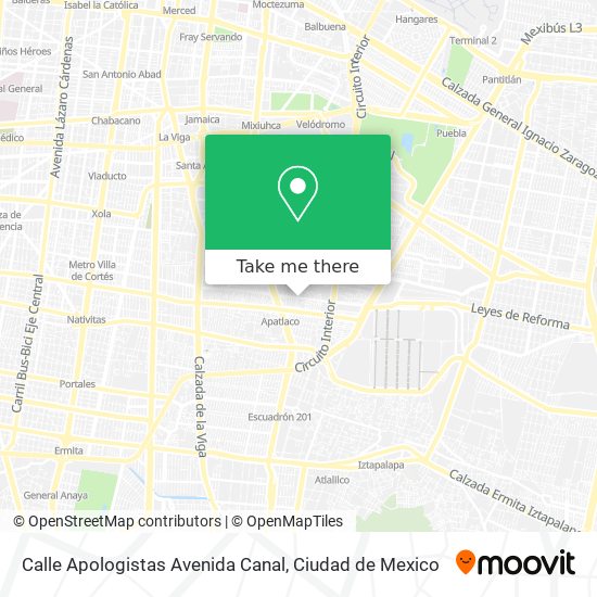 Calle Apologistas Avenida Canal map