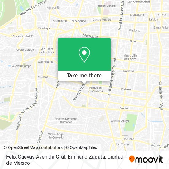 Félix Cuevas Avenida Gral. Emiliano Zapata map