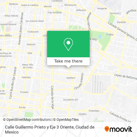 Calle Guillermo Prieto y Eje 3 Oriente map