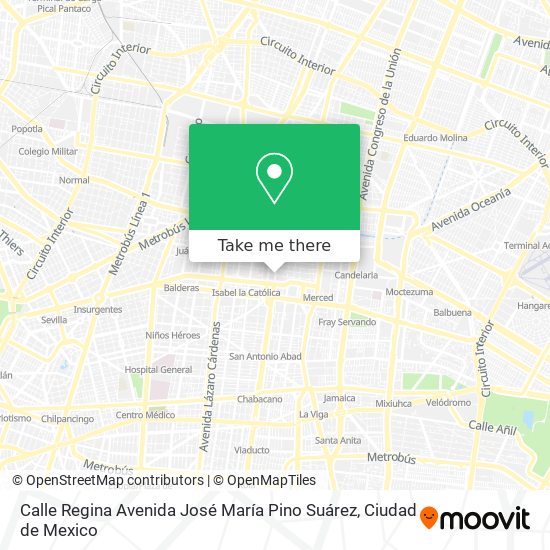 Calle Regina Avenida José María Pino Suárez map