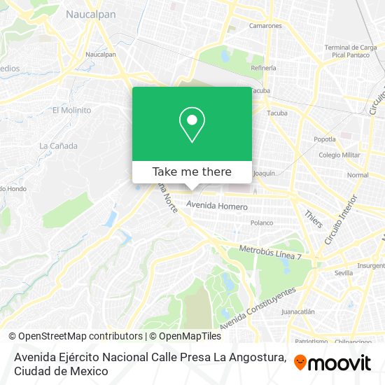 Avenida Ejército Nacional Calle Presa La Angostura map