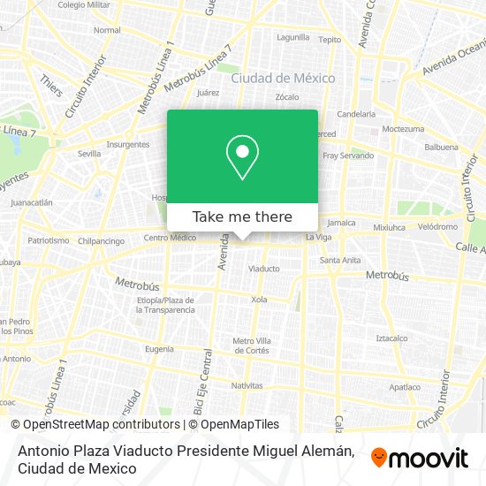 Antonio Plaza Viaducto Presidente Miguel Alemán map