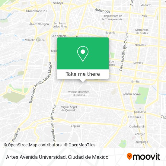 Artes Avenida Universidad map