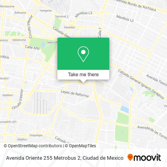 Avenida Oriente 255 Metrobus 2 map