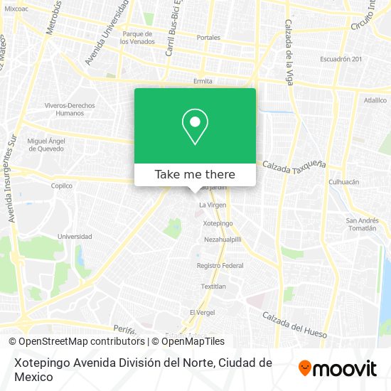 Xotepingo Avenida División del Norte map