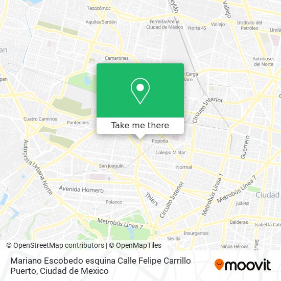 Mapa de Mariano Escobedo esquina Calle Felipe Carrillo Puerto