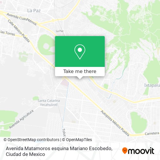 Avenida Matamoros esquina Mariano Escobedo map