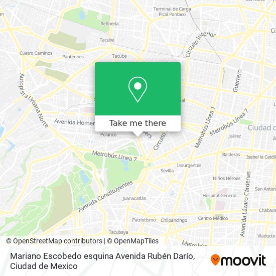 Mapa de Mariano Escobedo esquina Avenida Rubén Darío