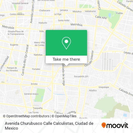 Avenida Churubusco Calle Calculistas map