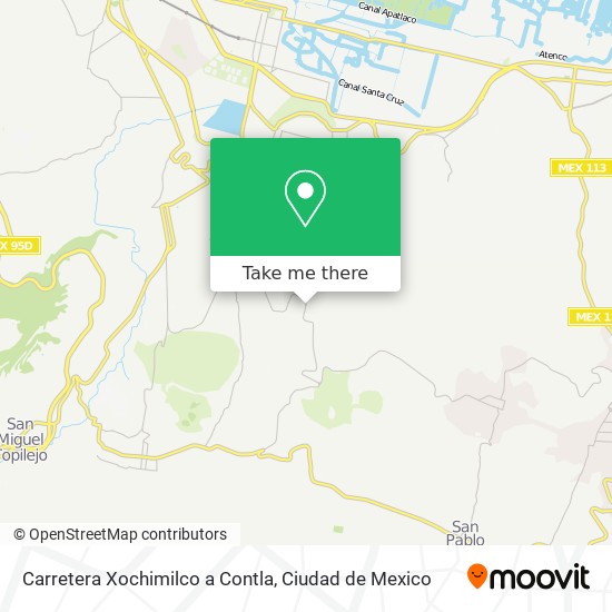 Mapa de Carretera Xochimilco a Contla