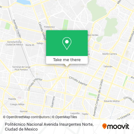 Politécnico Nacional Avenida Insurgentes Norte map