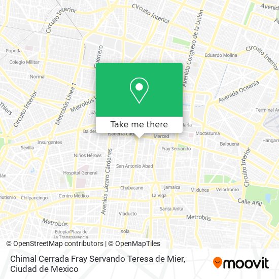 Mapa de Chimal Cerrada Fray Servando Teresa de Mier