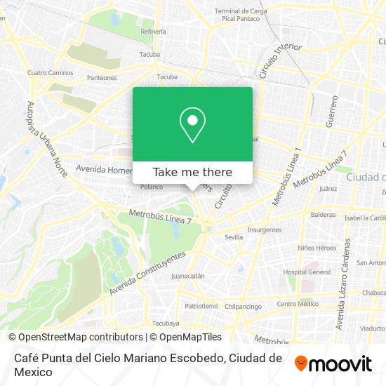 Mapa de Café Punta del Cielo Mariano Escobedo